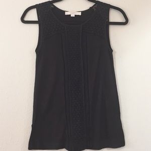 Loft Black Laced Tank Top-Slit open- Size XS